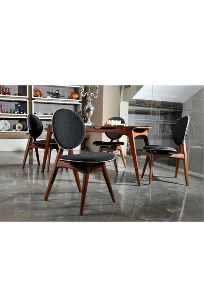 VOWTURKEY Touch Iskandinav Tasarım Ahşap Mutfak &salon Sandalyesi Keten Koyu ...