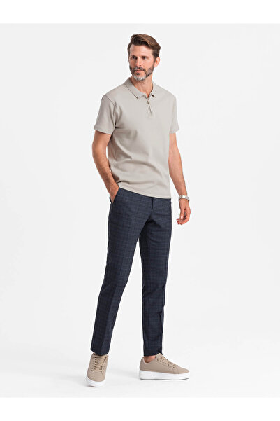 OMBRE Pánské polo triko s límečkem na zip - jasan V2 OM-POSS-0132 M