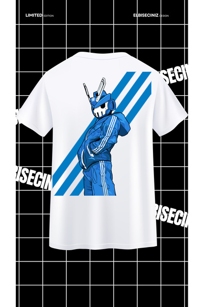 VİZYON İKRA Prugasto Plavi robot spreda i sa strane Štampano Unisex T-shirt /...