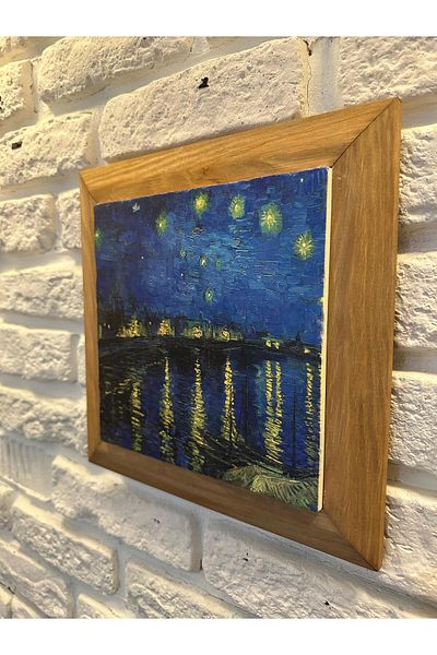 woodhomeworks Панел за картина с масивна рамка от естествен камък и мрамор 26x26 см