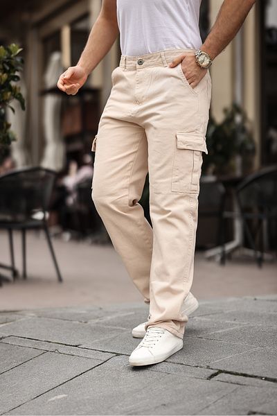 comstar Ανδρικό φαρδύ Cargo Basic Beige φαρδύ παντελόνι με τσέπες