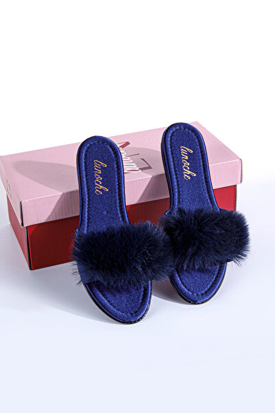 Lunoche Nightwear Feather Women's Dowry Slippers Stylish Daily House Slippers Ornate Dowry Birth Guest Bridal Slippers