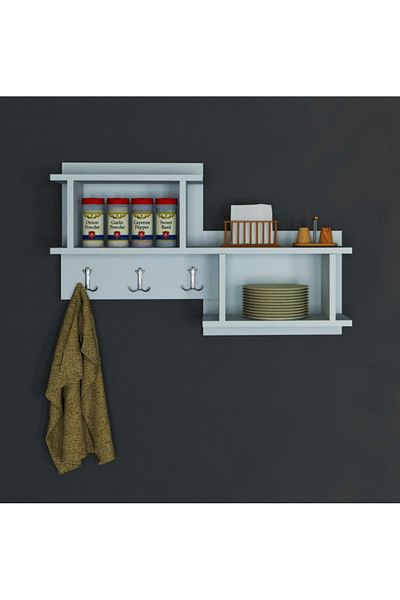 HOMS Nizza Homs hanging shelf with hooks, 100 x 51.8 x 19.6 cm, white