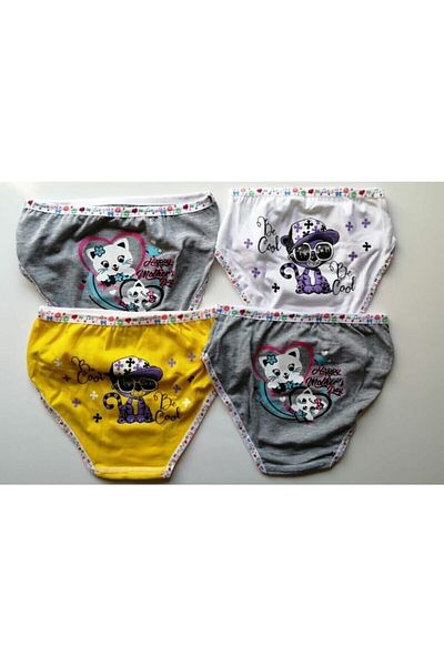 Pardon Girl's Colorful Printed Cotton Panties 6 Pieces
