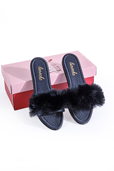 Lunoche Nightwear Feather Women's Dowry Slippers Stylish Daily House Slippers Ornate Dowry Birth Guest Bridal Slippers