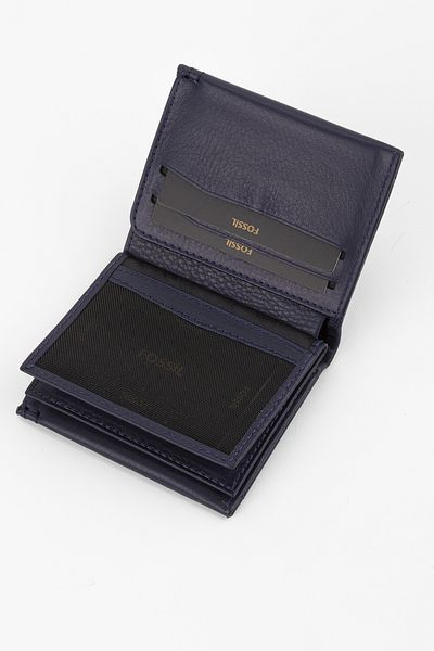 Fossil Boxed Genuine Leather Navy Blue Vertical Men's Hand Portfolio Wallet
