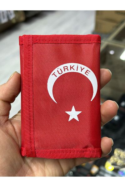 KOMANDO PAZARI Month Star Turkish Flag Embroidered Red Wallet