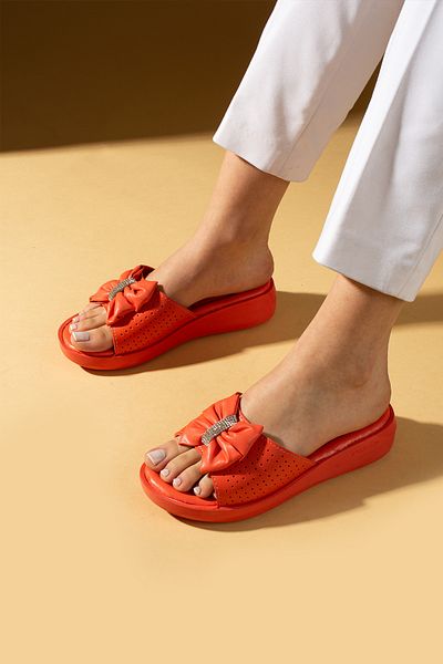 Ege's Shoes New Season Pomegranate Comfortable Light Sole Daily Buckle Wedge Heel Slippers Sandals
