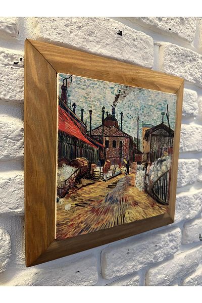 woodhomeworks Панел за картина с масивна рамка от естествен камък и мрамор 26x26 см