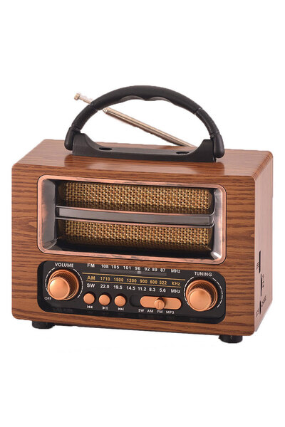 wiks Nostaji Tasarımlı Eskitme Şarjlı Radyo Bluetooth Hoparlör Fm-Sd Kart