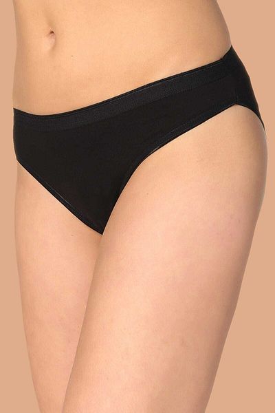 KEYAL Tutku Women Black 6 Pack Cotton Waterway Bikini Panties