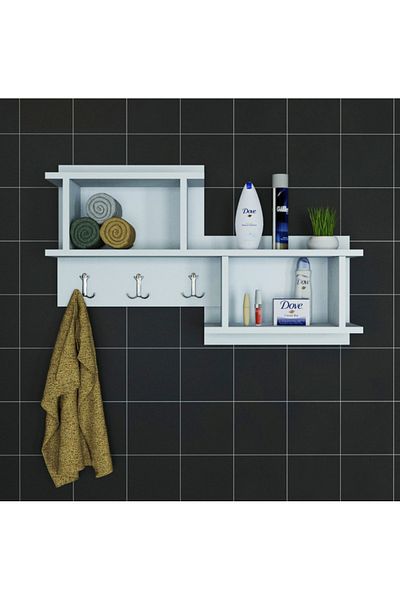 HOMS Nizza Homs hanging shelf with hooks, 100 x 51.8 x 19.6 cm, white