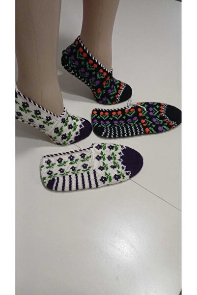 Papatyam 2 Adet El Örgüsü Beş Şiş/El İşi Patik/Çeyizlik Patik/Örgü/Ev Patiği/El İşi