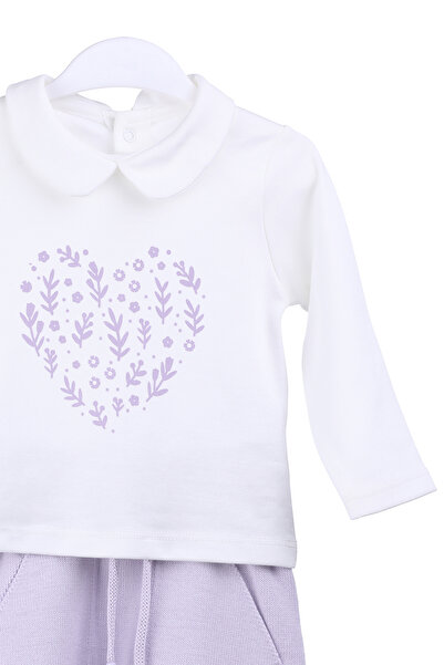 MİMBOKİDS Örgü Detaylı 3'lü Kız Bebek Takımı - Hırka, Pantolon ve Nakışlı Bebe Yaka Body