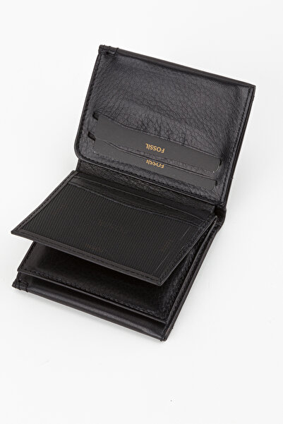 Fossil Boxed Leather Black Vertical Men's Hand Portfolio Wallet