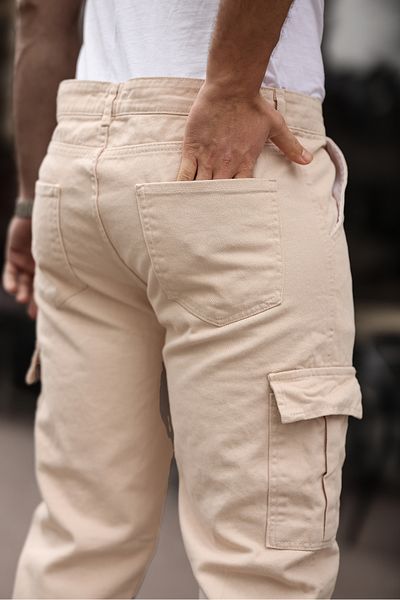 comstar Ανδρικό φαρδύ Cargo Basic Beige φαρδύ παντελόνι με τσέπες