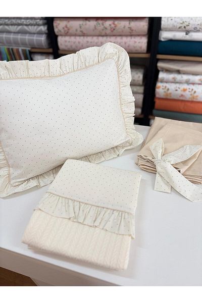 GAYE EV TEKSTİLİ Baby Crib Pique Set - 100% Cotton, Oeko-Tex Certified