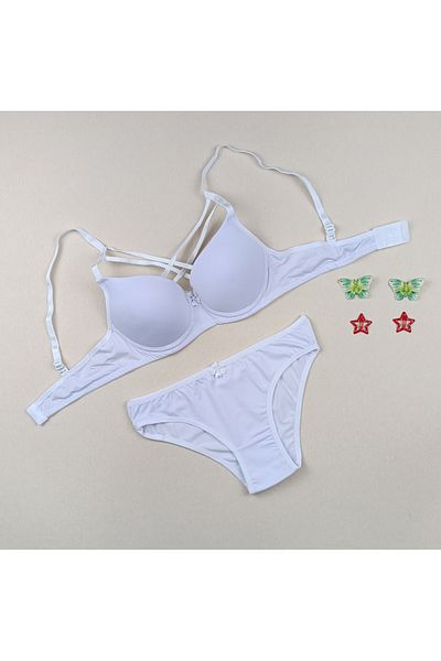 siyalife Set de lenjerie de corp pentru sutien și chiloți cu șnur încrucișat cu căptușeală Push Up