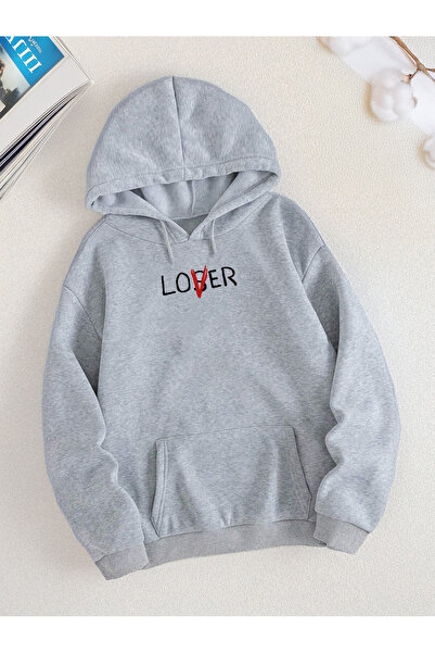 De Carte سويت شيرت بغطاء للرأس موسمي مطبوع للجنسين من LOVERxLOSER