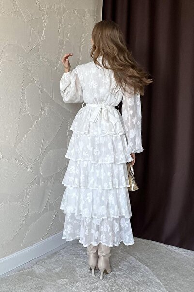 Elbee Fashion Woman Μακρύ φόρεμα Flounce