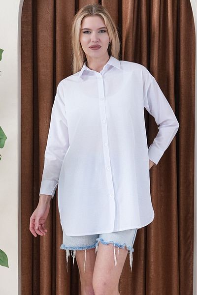 katalya Cămașă albă oversize pentru femei - Loose KAT2036