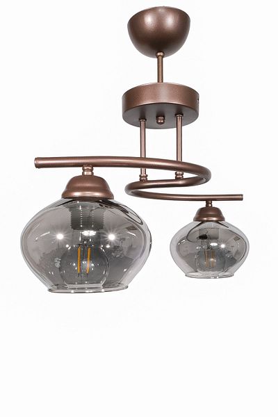 Fer Avize Fuji Modern Decorative Brown Smoked Glass Living Room - Kitchen - Bedroom 2-Piece Chandelier