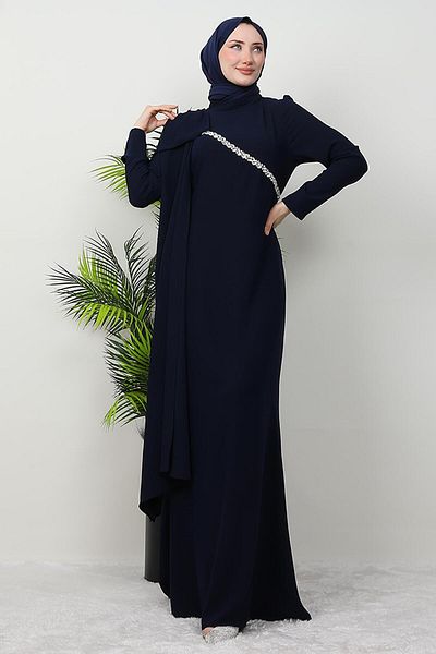 GİZ AGİYİM Βραδινό φόρεμα Dark Navy Blue Özün Stone