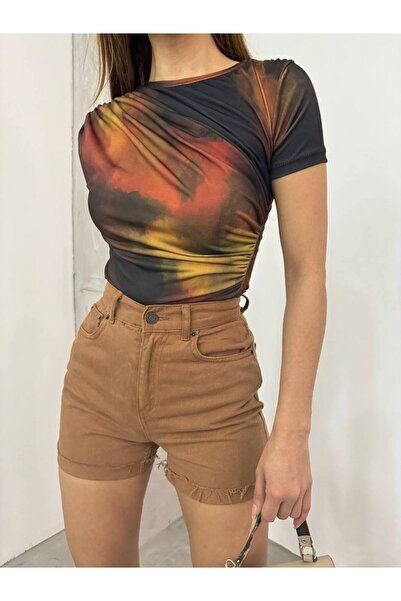 dignus Drape Collar Tie Dye Yellow Blouse