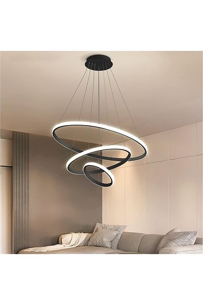 neeko Robin Modern Triple 3-Piece Pendant Lamp Chandelier Daylight Black Case