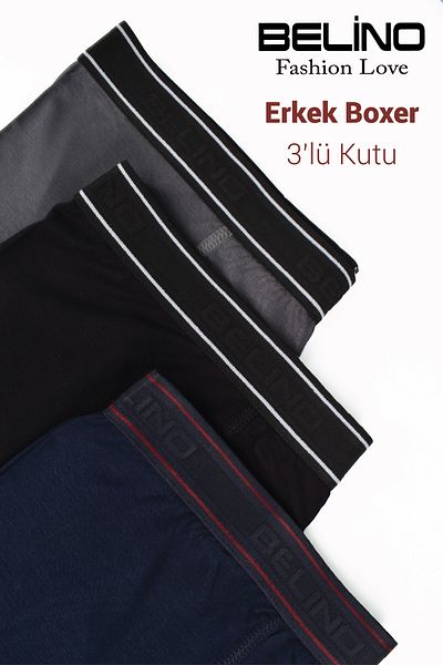 BELİNOPLUS For Men Bamboo Lycra Ultra Soft Men's Boxers Short 3 Pcs Box