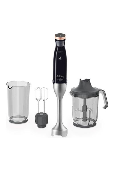 Arzum Technoart Maxi 1500 W Blender Set with 6 Blades, Black Bamboo Wood Cutting Board, Set of 2
