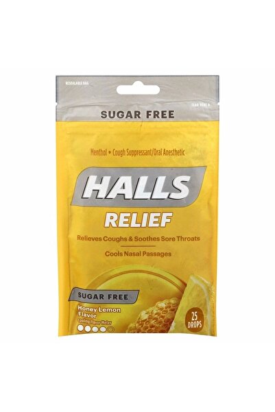 halls تخفيف الليمون العسلي - 25 حبة بيضاء خالية من السكر