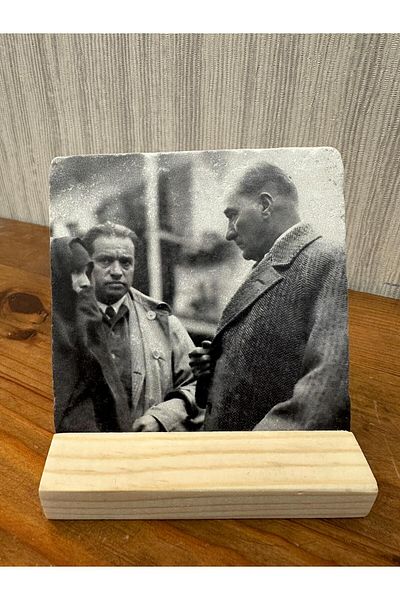 woodhomeworks Decor de masă cu piatră imprimată Ataturk 10x10cm - Pictură - Decor
