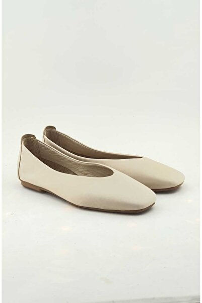 VİNİCCİ AYAKKABI Genuine Leather Beige Ballet