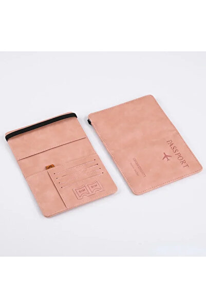 CeymSTecH Unisex Leather Cover for Passport and Debit Card Travel - Powder Pink