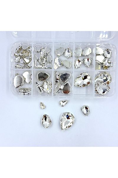 yiğit aksesuar Boxed Sewable Case Planting Drop Glass Stone Set 56 Pieces