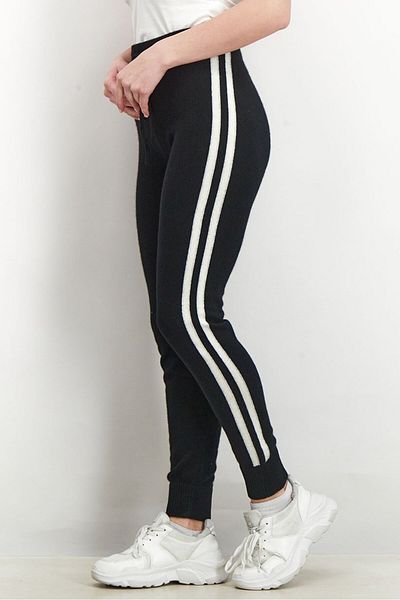 Aqua Women Stretch Knitted Drawstring Pants, Black And White