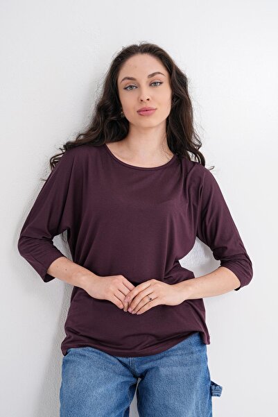 ŞİMAL Bluză lejeră cu mânecă cu cot cu gât 250017   -