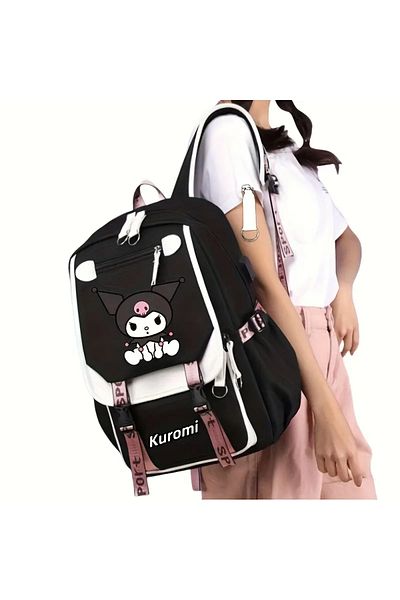 SYNOPE Geantă mare mare Sanrio Kuromi Rucsac școlar Kuromi pentru fete