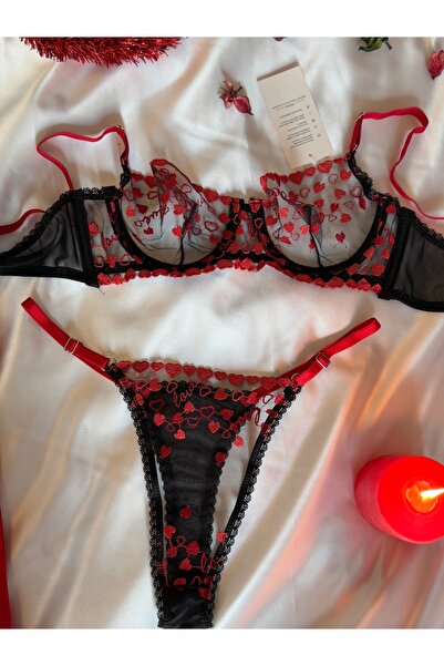 MODA Σουτιέν και στρινγκ Hearted Love με τύπωμα Ειδικό για την Ημέρα του Αγίου Βαλεντίνου