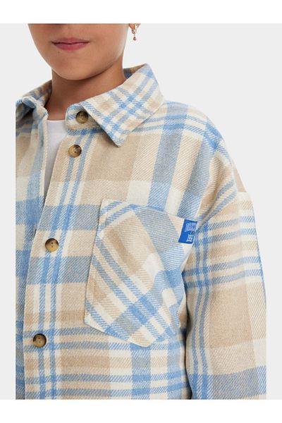 DeFacto Checkered Button-Up Long-Sleeve Crop Shirt with Pockets