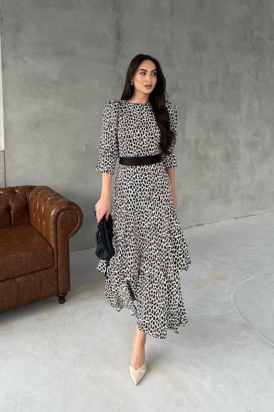 Seda Yalçın Atelier Rochie din satin cu detaliu Loya Leopard