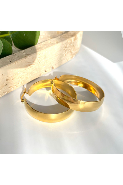 nerora Geniş Sallantılı Halka Çelik Küpe