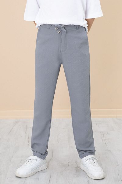 Cansın Mini Smoked Double Leg Boy's Jogger Fabric Trousers 20055