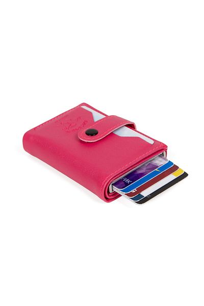 Newish Women's Pink Vegan Leather Card Holder and Wallet with Paper Money Compartment