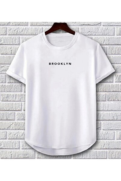 FECCY Tricou unisex alb cu croială ovală, design Brooklyn