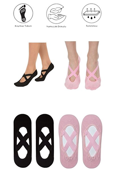 marufshop 4 șosete anti-alunecare pentru yoga, pilates, fitness, dans și sport