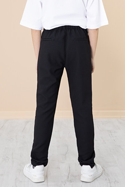 Cansın Mini Black Double Leg Boy's Jogger Fabric Trousers 20051