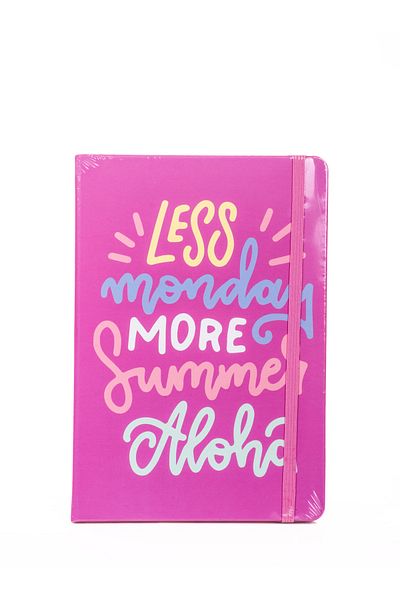MUKKO HOME "Less Monday، More Summer" دفتر ملاحظات مرن مخطط سميك - 80 ورقة