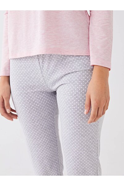 LC Waikiki Lcw Dream Gri Bisiklet Yaka Düz Uzun Kollu Kadın Pijama Takımı